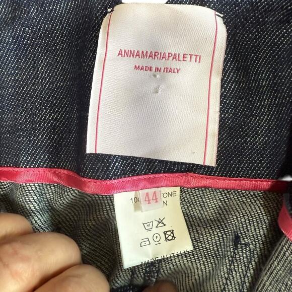 Anna Maria Paletti Skirt Denim Jean Belt Made In Italy 10 Short Pockets Preppy - Picture 4 of 7